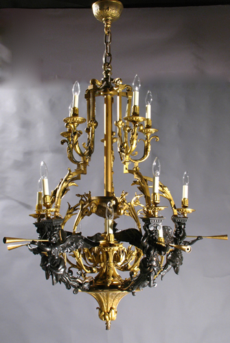 Very Large Bronze Neo Classical Chandelier